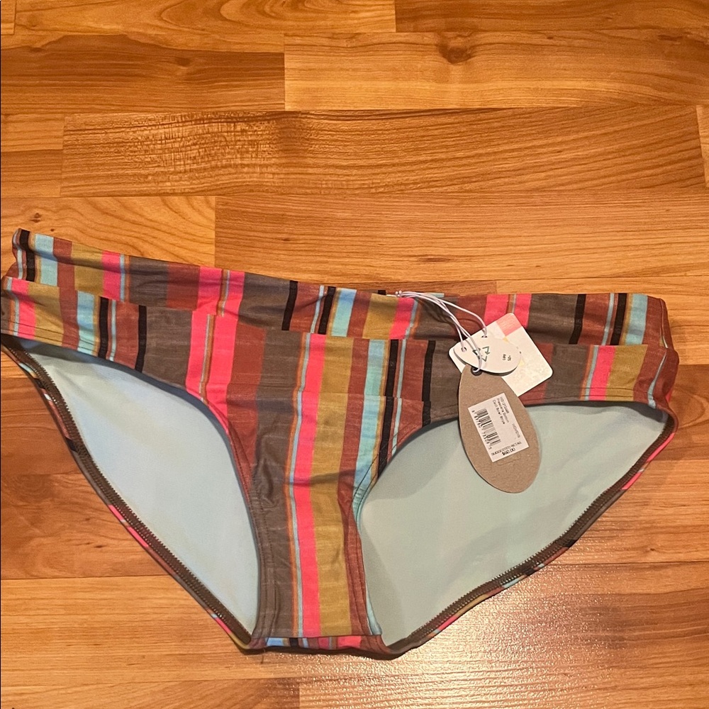 Prana M Multicolor Striped Bikini Bottoms — Brown, Pink, Blue, Yellow